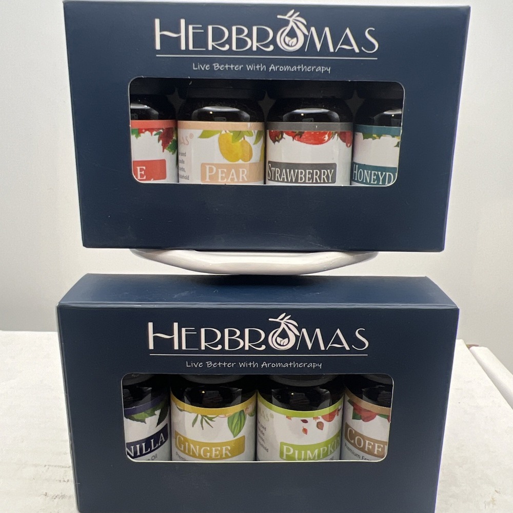 Herbromas Essential Oil Set 8 Bottles Aromatherapy  NEW